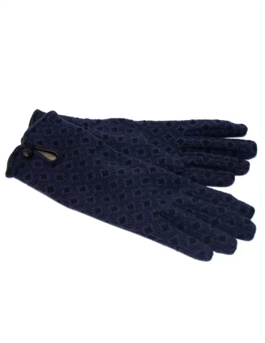 Cashmere lining leather profiles black and blue cotton gloves