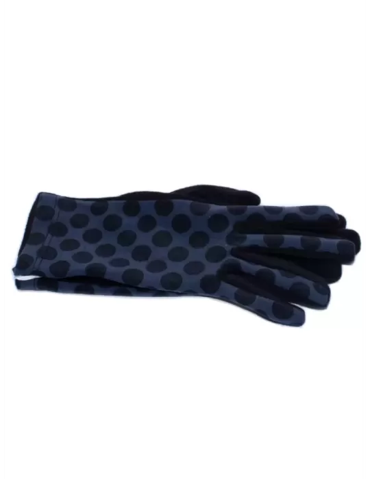 Bottega de Guanto | Blue polka dots pattern black pile fashion gloves Bottega de Guanto | Blue polka dots pattern black pile fashion gloves