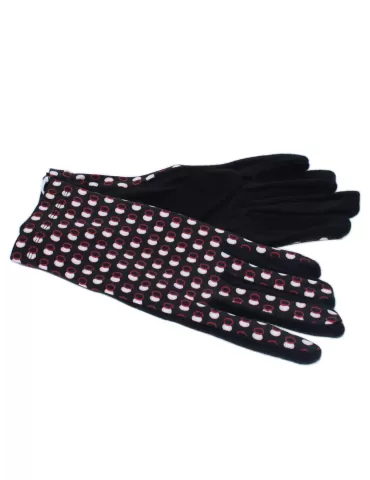 Bottega del Guanto | Guanti donna pile con fantasia pois rosa e rosso 2