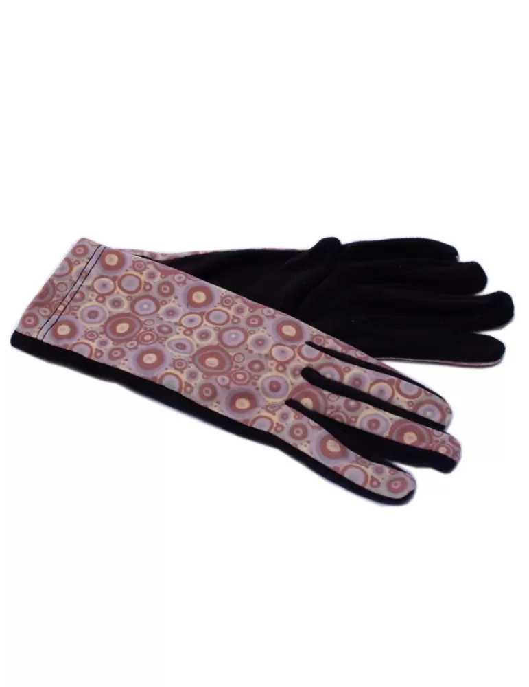 Bottega del Guanto | Lilac and pink circles pile fashion gloves