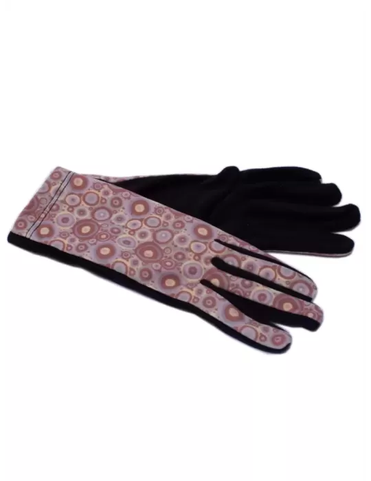 Bottega del Guanto | Guanti donna pile con fantasia cerchi sul rosa