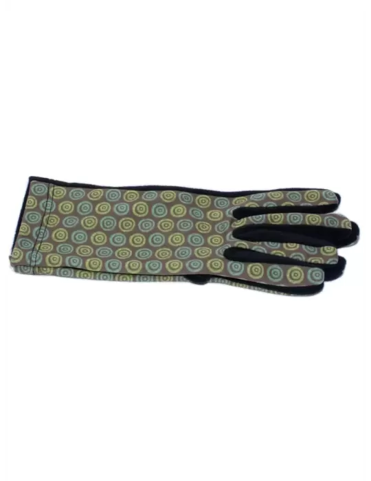 Bottega del Guanto | Green circles black pile fashion gloves
