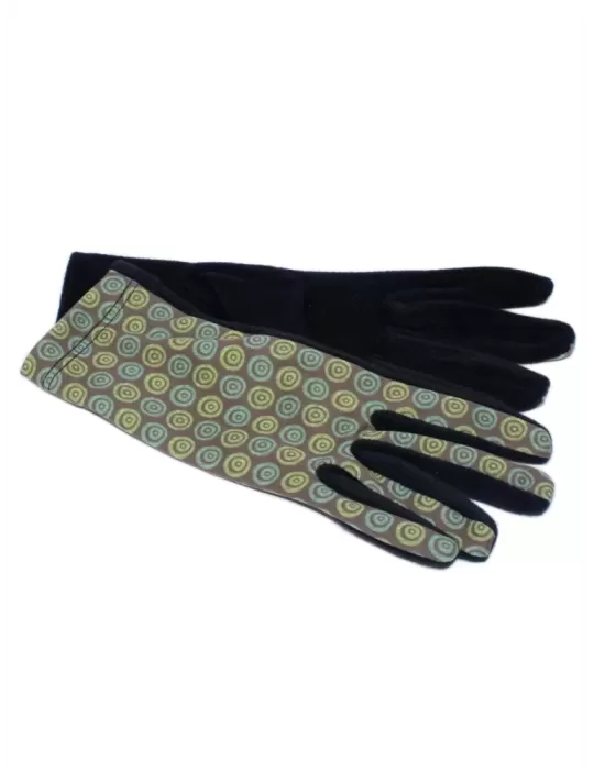 Bottega del Guanto | Green circles black pile fashion gloves