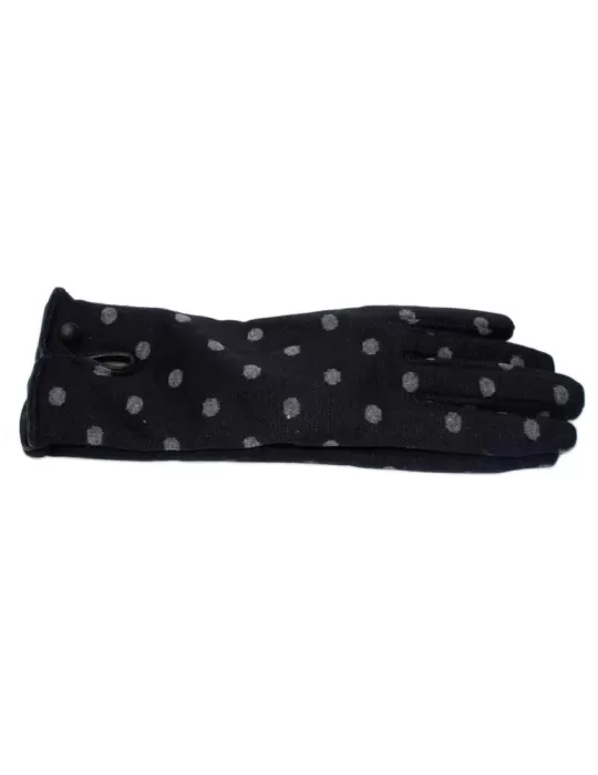 Cashmere lining leather profile grey polka dots cotton gloves Cashmere lining leather profile grey polka dots cotton gloves