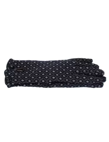 Cashmere lining leather profiles black and grey cotton gloves