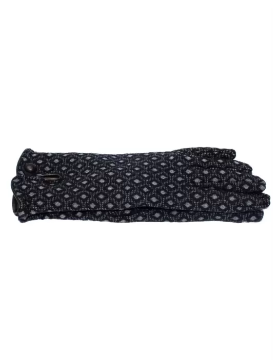 Cashmere lining leather profiles black and grey cotton gloves Cashmere lining leather profiles black and grey cotton gloves