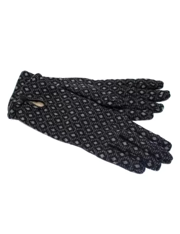 Cashmere lining leather profiles black and grey cotton gloves 2