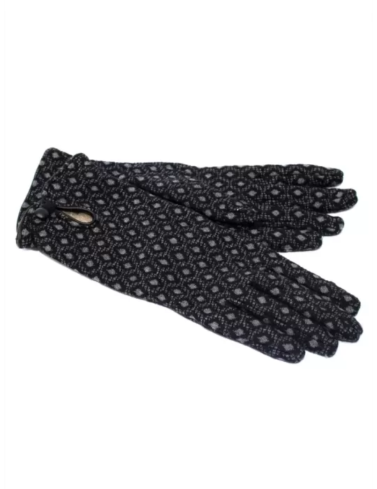 Cashmere lining leather profiles black and grey cotton gloves