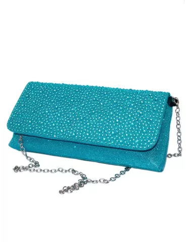 Lurex turquoise silk purse jewel bag with rhinestones 2