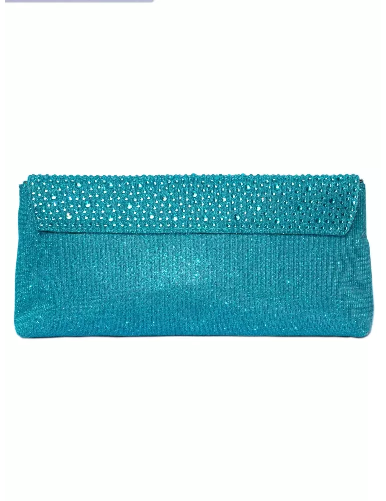 Lurex turquoise silk purse jewel bag with rhinestones