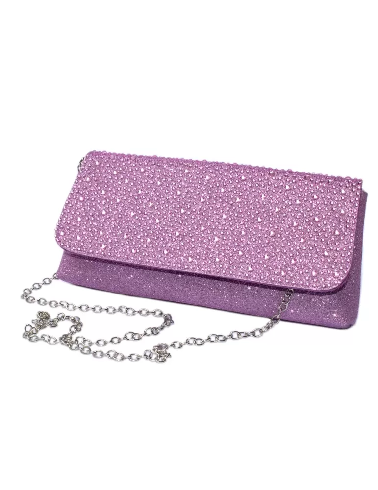 Lurex fuchsia silk purse jewel bag with rhinestones | Anna Cecere acd03