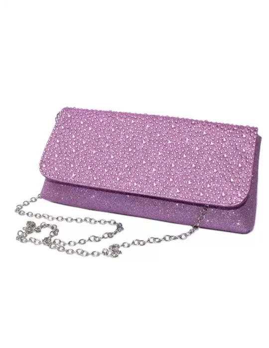 Lurex fuchsia silk purse jewel bag with rhinestones | Anna Cecere acd03