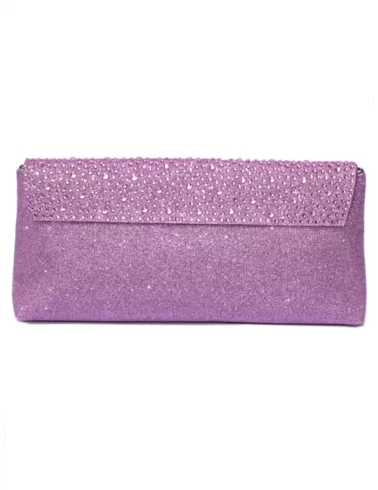 Lurex fuchsia silk purse jewel bag with rhinestones | Anna Cecere acd03