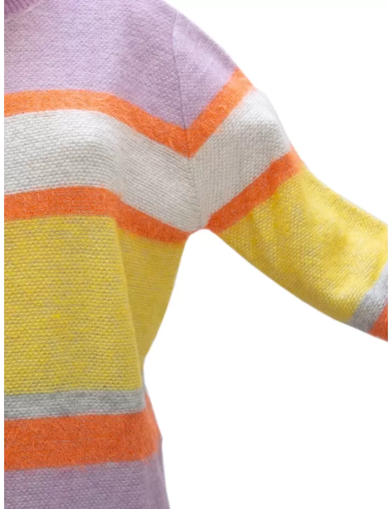 Maglione dolcevita in lana e alpaca a righe lilla e giallo Frida Madè