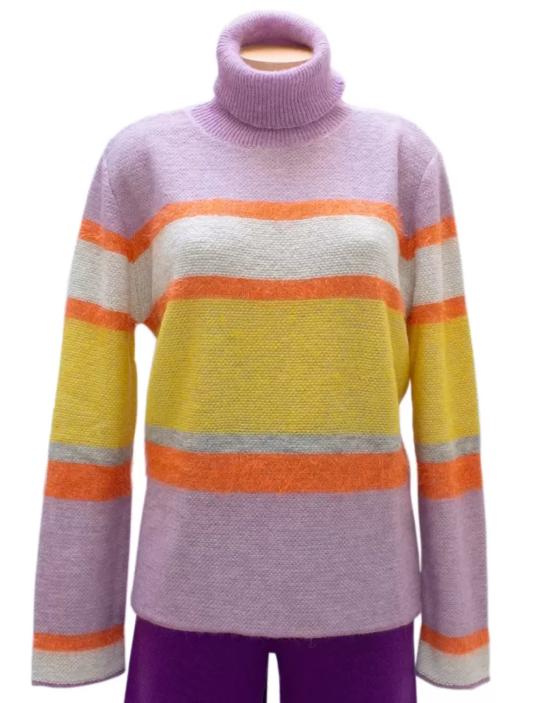Frida Madè lilac striped alpaca merino turtle-neck sweater Frida Madè lilac striped alpaca merino turtle-neck sweater