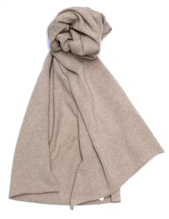 Musetti cashmere | Sciarpa in maglia di lana beige con lurex dorato