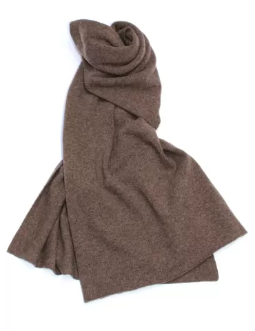 Musetti wool and cashmere plain brown tricot scarf 2
