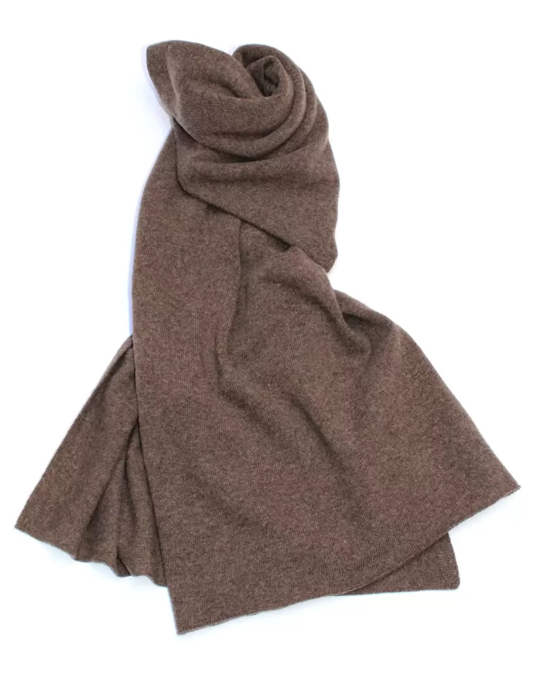 Musetti wool and cashmere plain brown tricot scarf