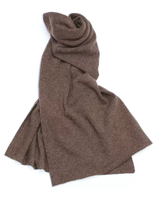 Musetti wool and cashmere plain brown tricot scarf