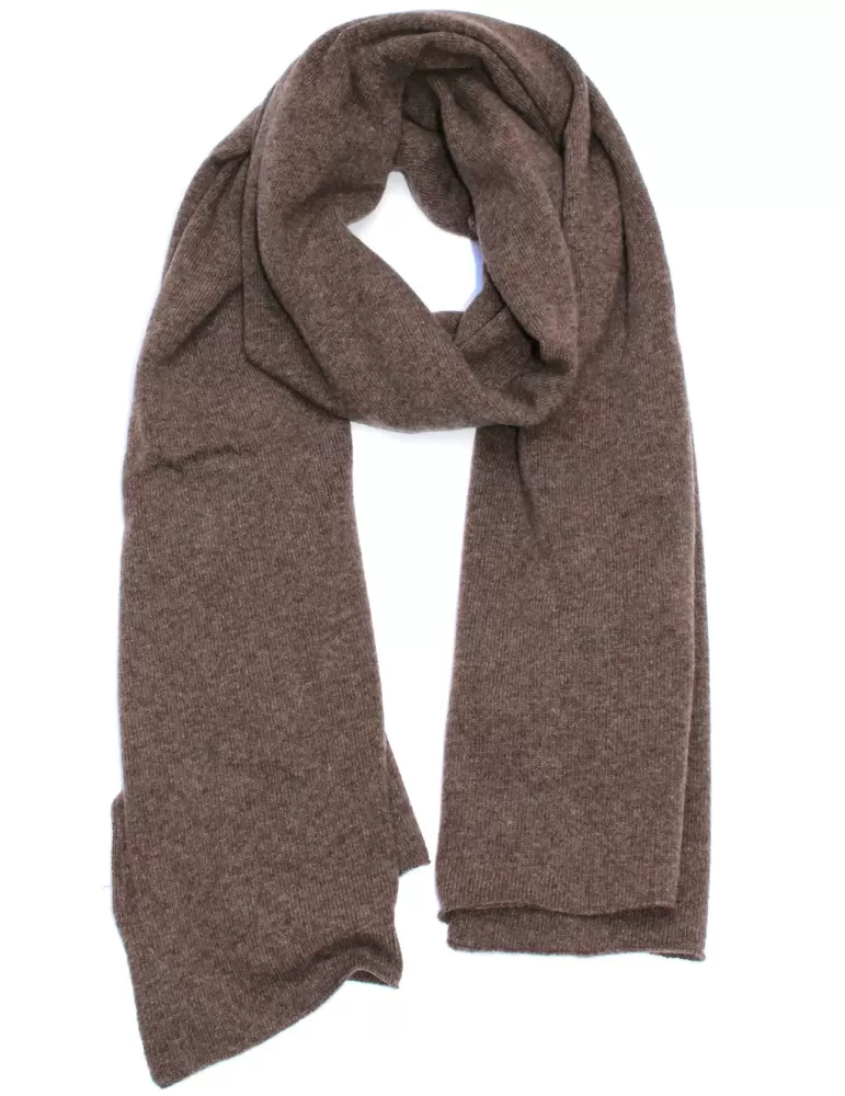 Musetti wool and cashmere plain brown tricot scarf Musetti wool and cashmere plain brown tricot scarf