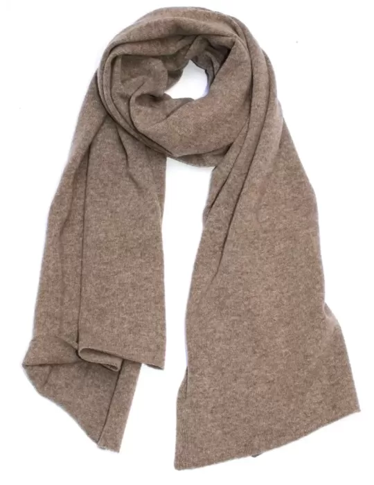 Musetti wool and cashmere plain brown tricot scarf Musetti wool and cashmere plain brown tricot scarf