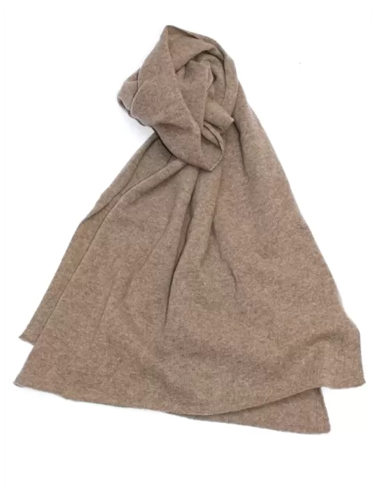 Musetti wool and cashmere plain brown tricot scarf