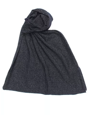 Dark blue wool and cashmere golden thread tricot scarf 2