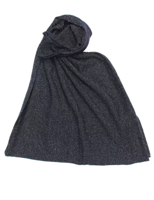 Dark blue wool and cashmere golden thread tricot scarf