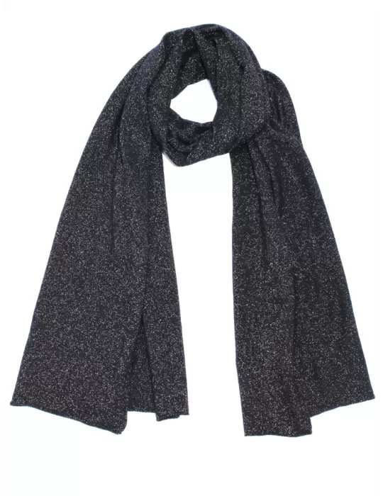 Dark blue wool and cashmere golden thread tricot scarf Dark blue wool and cashmere golden thread tricot scarf
