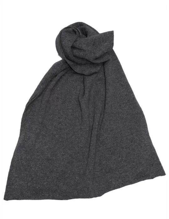 Dark grey wool and cashmere tricot scarf with silver thread by Musetti