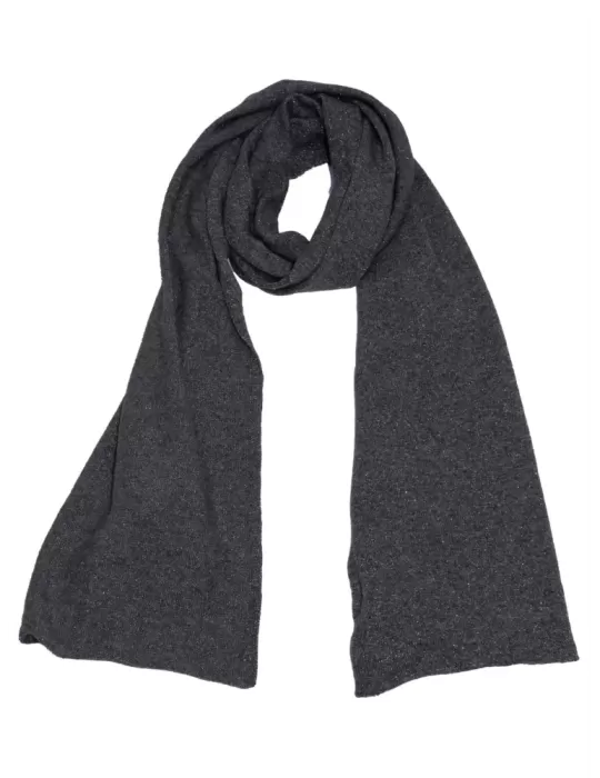Dark grey wool and cashmere tricot scarf with silver thread by Musetti Dark grey wool and cashmere tricot scarf with silver thread by Musetti