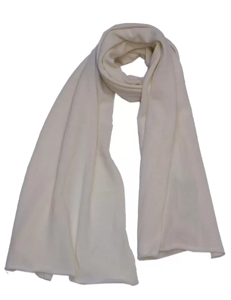 Musetti cashmere | Sciarpa bianca tricot di pura lana e cashmere Musetti cashmere | Sciarpa bianca tricot di pura lana e cashmere