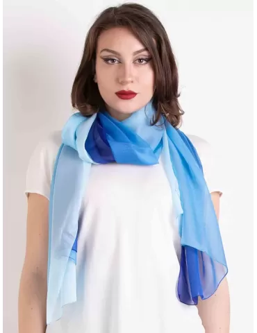 Royal and light blue blended formal silk scarf shawl beach robe sarong 2