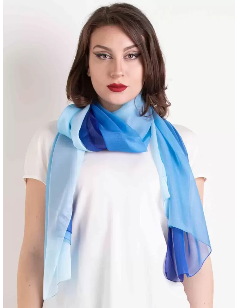 Royal and light blue blended formal silk scarf shawl sarong