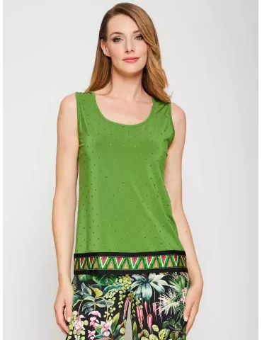 Mercuriali green two pieces twinset with rhinestones 2