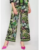 Mercuriali pull on black and green floral palazzo trousers