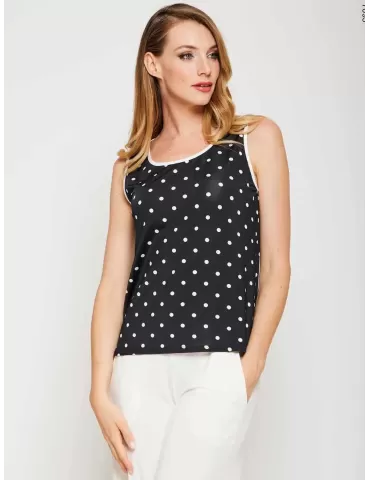 Plus size Black and white polka dots and roses two pieces twinset 2
