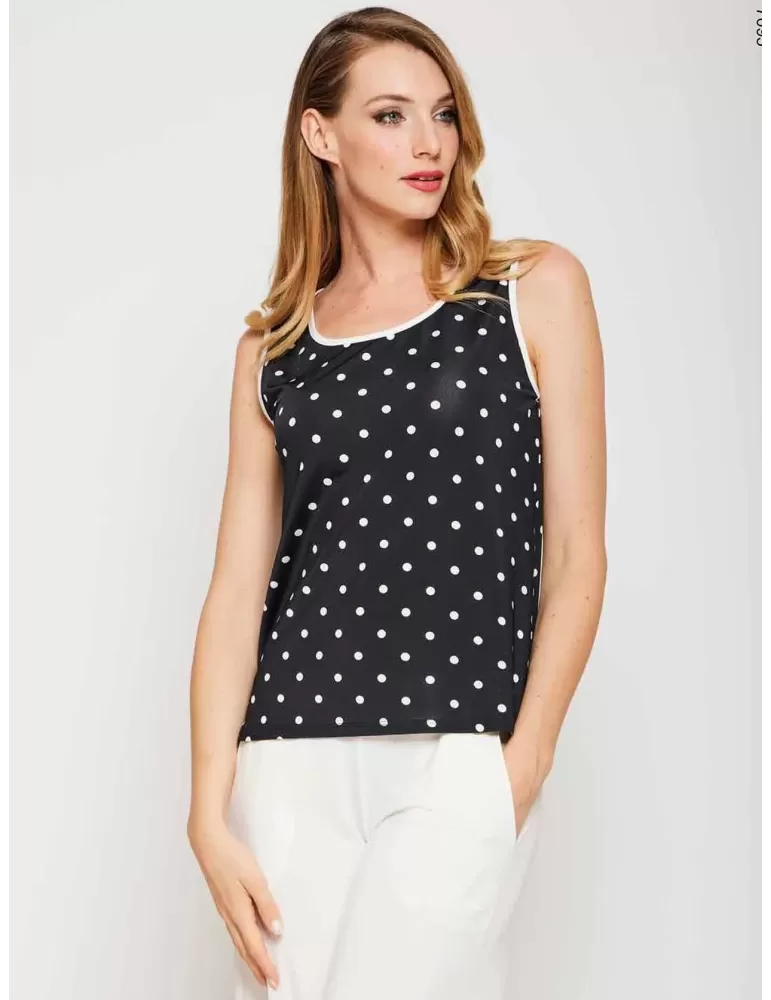 Plus size Black and white polka dots and roses two pieces twinset