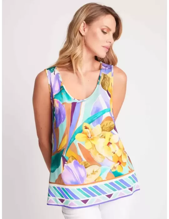 Piero Moretti plus size green and purple flowers two pieces twinset