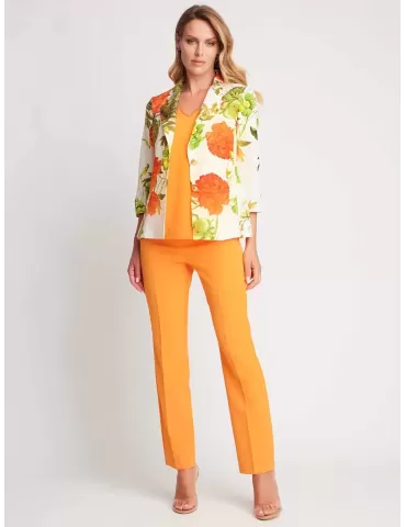 Piero Moretti 2024 | Orange flowers three piece formal pants suit