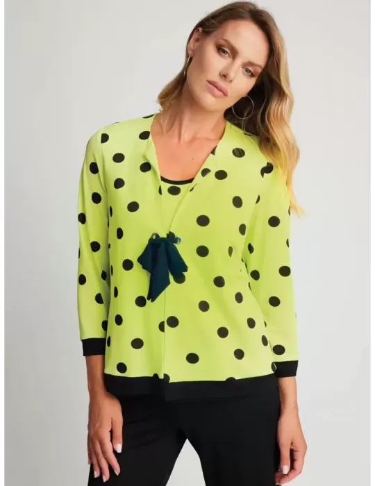Piero Moretti 2024 | Black polka dots lime green two pieces twinset Piero Moretti 2024 | Black polka dots lime green two pieces twinset