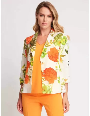 Piero Moretti 2024 | Orange flowers three piece formal pants suit 2