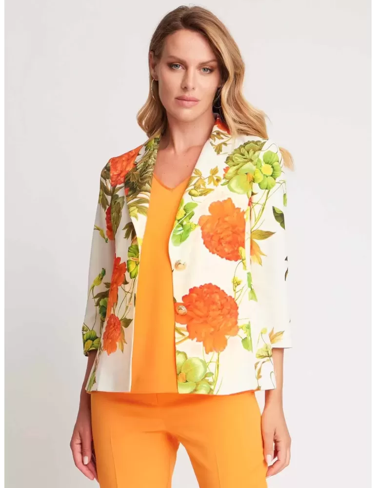 Piero Moretti 2024 | Orange flowers three piece formal pants suit