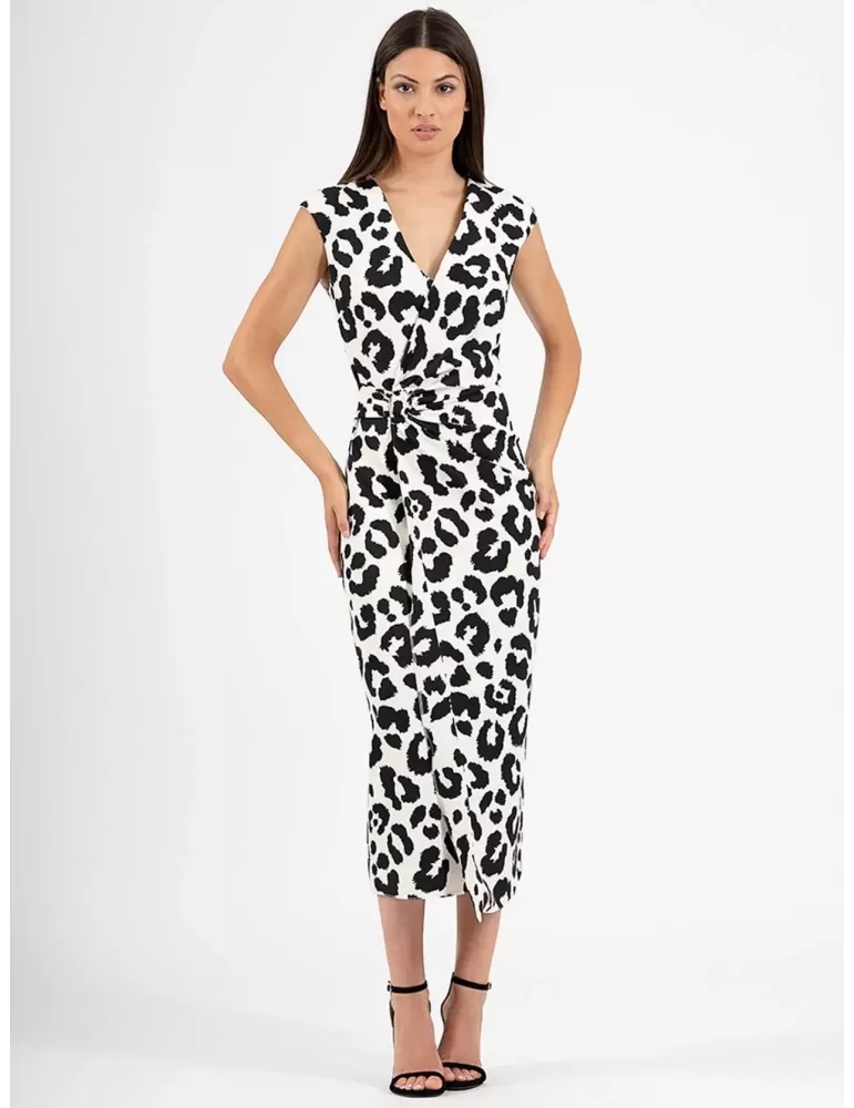 Casting 2024 | Black and white spotted long sheath crossed dress Casting 2024 | Black and white spotted long sheath crossed dress