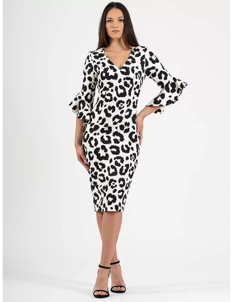 Casting black and white spotted sheath midi dress Casting black and white spotted sheath midi dress