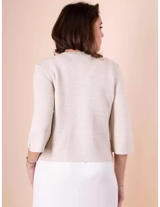 Volpato sand cotton knitted jacket with golden lurex thread Plus size