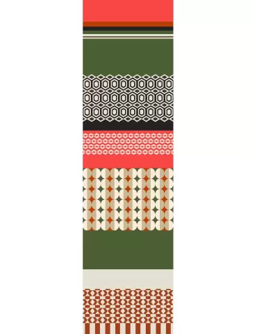 Orange green brown pattern printed pure silk scarf