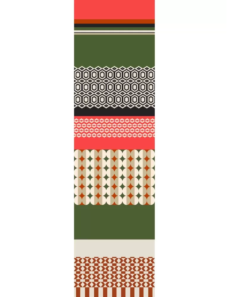 Orange green brown pattern printed pure silk scarf Orange green brown pattern printed pure silk scarf