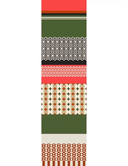 Orange green brown pattern printed pure silk scarf Orange green brown pattern printed pure silk scarf