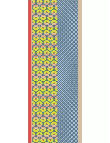 Light blue and lime pattern printed pure silk scarf